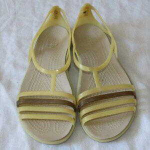 Crocs Isabella Women's Sz 10 Jelly Gold Iconic Comfort Huarache Sandals Summer
